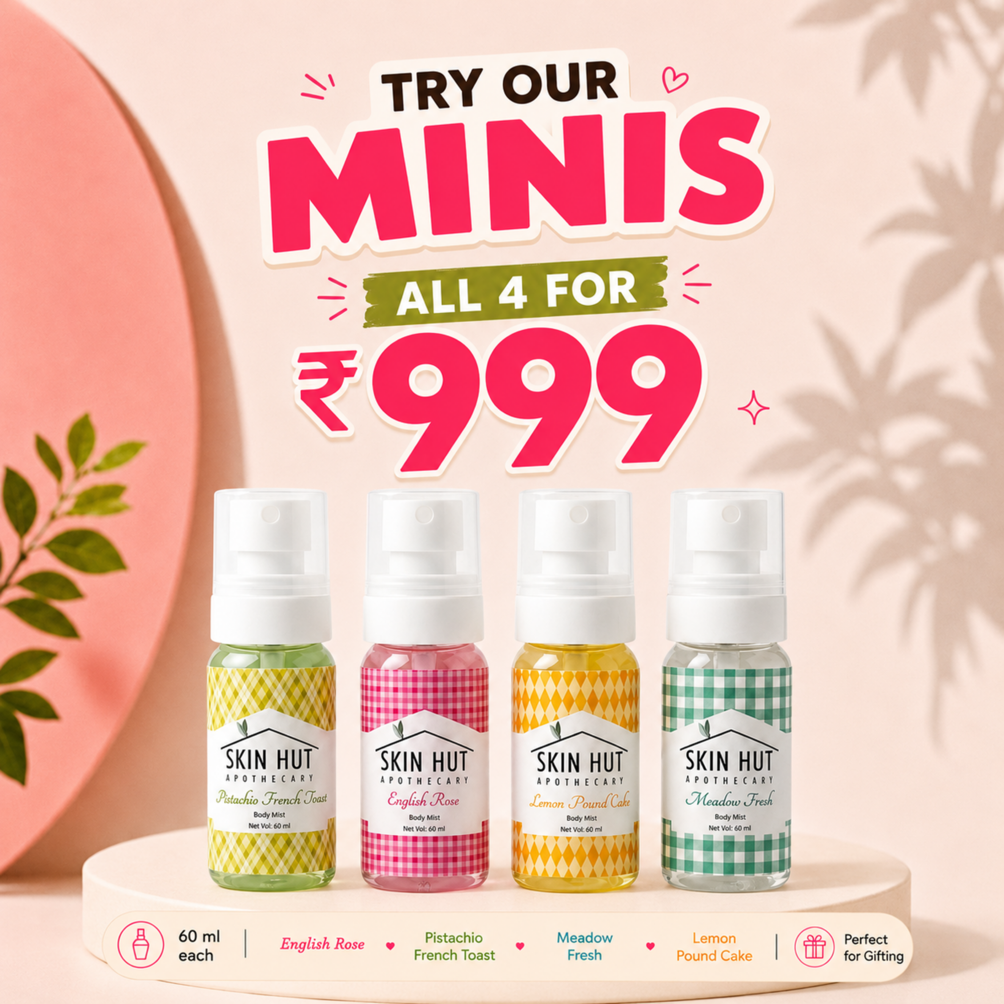 Body Mist Mini Pack of 4